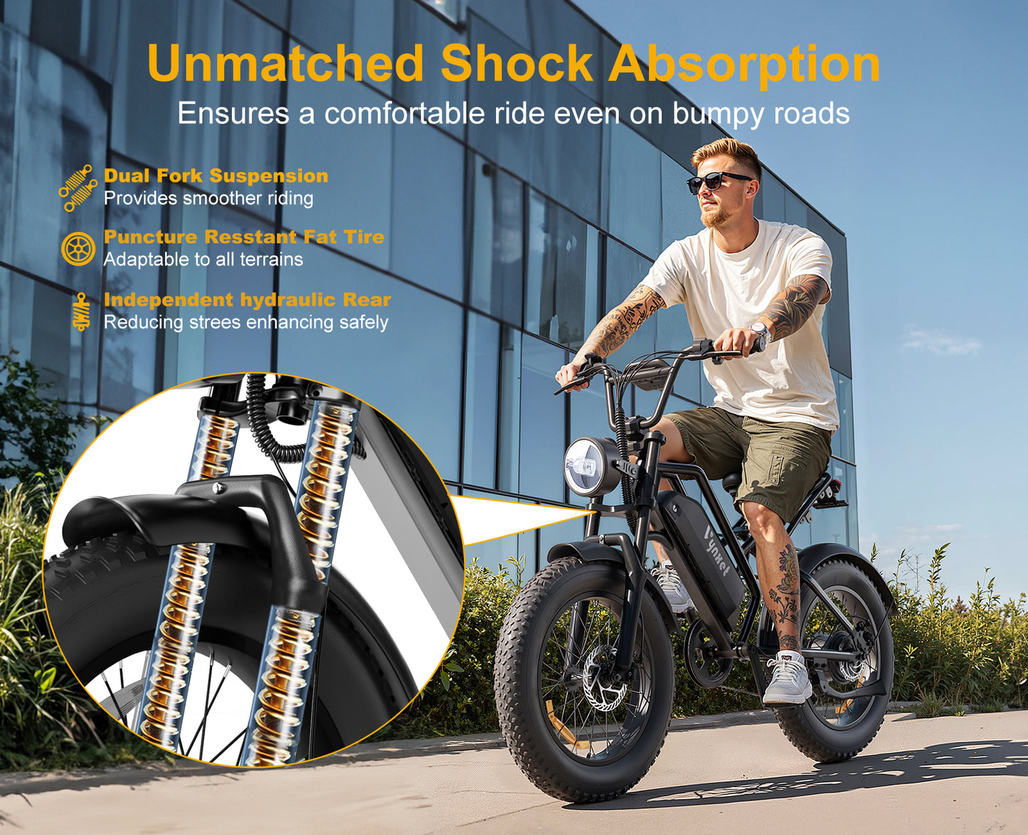 Vynxet Electric Bike for Adults 1500W Peak 48V 18Ah Ebike Removeable Battery Adult Electric Bicycles 60+Miles 32Mph Top Speed All Terrain Fair Tire Electric Bike G50